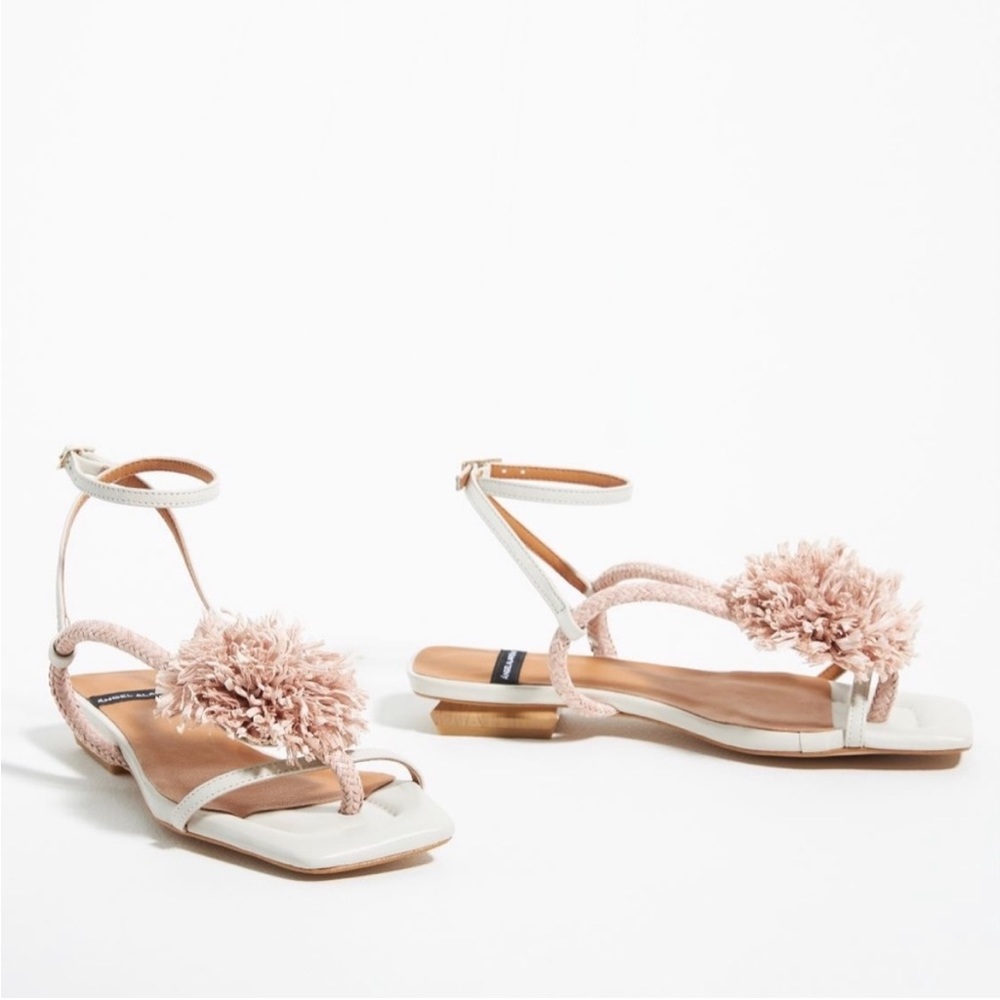 Anthropologie Angel Alarcon 3D Flower Pom Pom Sandals Women’s 36
